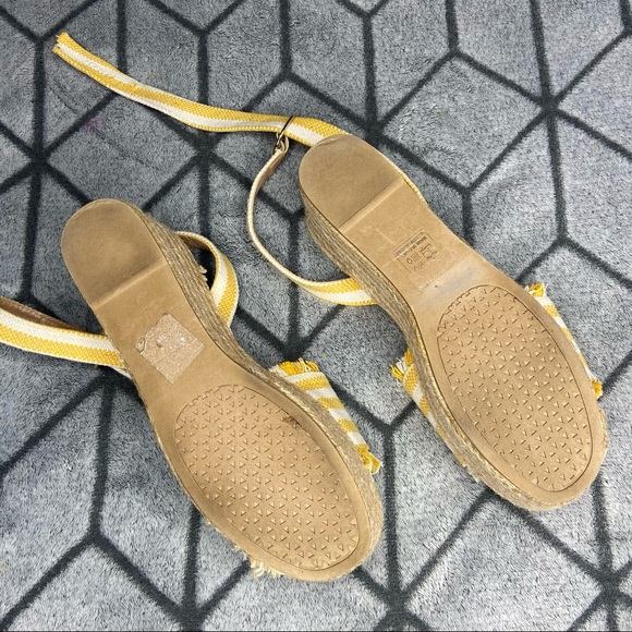 Qupid Yellow Striped Platform Boho Espadrilles - Picture 4 of 5